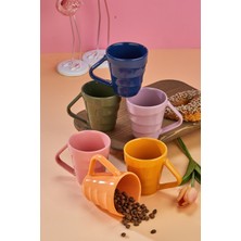 Renkli 6'lı Kupa Seti, Kahve ve Çay Fincanları, Şık Tasarım