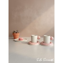 El Yapımı 9 Renk Draje Serisi 4 Parça Kahve Fincan Takımı