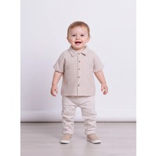 Kidaxi Çizgili Dokuma Gömlek Pantolon Takım 6-9/9-12/18-24/24-36AY