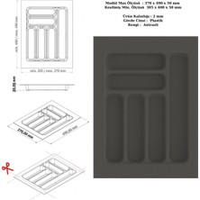 Çekmece Içi Kaşıklık ve Düzenleyici, Organizatör 37X49 Cm, Antrasit