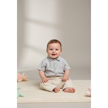 Kidaxi Çizgili Dokuma Gömlek Pantolon Takım 6-9/9-12/18-24/24-36AY