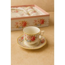 Rivorn Cvs 6 Kişilik 12 Parça Porselen Fincan Takımı | Kahve Fincanı Seti | Modern Ince Tasarım