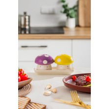 Mantar Motifli 2'li Standlı Tuzluk ve Biberlik Seti, Şık ve Kullanışlı Tasarım