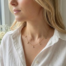 Vaoov 925 Ayar Gümüş Beyaz Taşlı Altın Kaplama Şans Kelebek Kolye