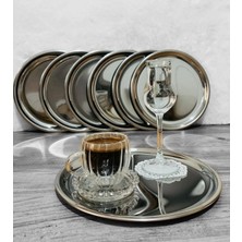 6'lı Lüx Paslanmaz Çelik Yuvarlak Servis Tepsisi 21 cm