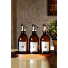 Ahşap Standlı 3'lü Zeytinyağı ve Nar Ekşisi Şişe Seti