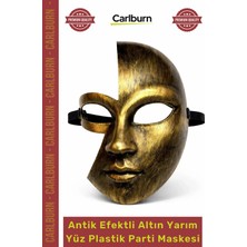 Carlburn #maske Metalik Gold Eskitme Eğlence Antik Efektli Altın Yarım Yüz Plastik Parti Maskesi