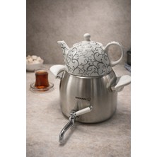 Rivorn Korkmaz A021 Maksima Serisi Ocak Üstü Çelik Semaver Seti 4 Lt Alt 1 Lt Üst – Paslanmaz Çelik Semaver