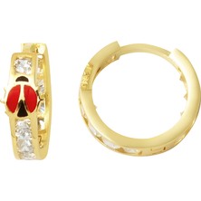 Zeya Kuyumculuk 14 Ayar Altın Taşlı Uğur Böceği Çocuk Küpe