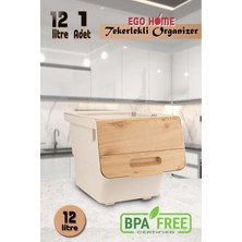 Bambu Renk Tekerlekli Patateslik ve Soğanlık Saklama Kutusu 12 Lt