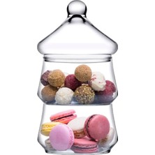 2 Katlı Cam Kurabiyelik Saklama Kabı, Şık ve Kullanışlı Tasarım