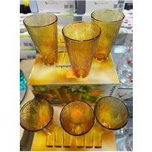 Amber Renkli 6'lı Meşrubat Bardağı Seti, Şık ve Kullanışlı Tasarım