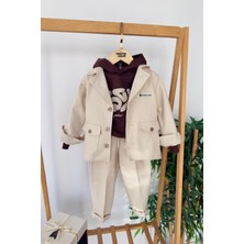 Miniğimin Cicileri Babyland Ceketli Erkek Çocuk 3’lü Kombin Takım - Krem