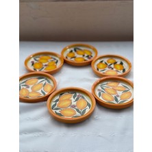 El Yapımı Limon Desenli 6'lı Seramik Kahvaltı Tabağı 12 cm