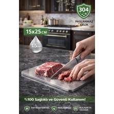 Paslanmaz Çelik Kesme Tahtası - 304 Kalite - 15X25 cm (1 Adet)