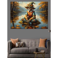 Karizma Tablo Gölde Oturan Sevimli Korkuluk Dekoratif Kanvas - Mdf Ahşap Tablo