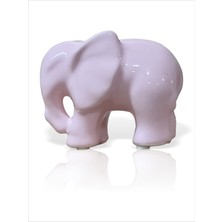 M3 Decorium Pembe Seramik Fil Biblo 12cm Parlak Yüzeyli Kauçuk Pabuçlu Tv Ünitesi Sehpa Etajer Üstü Dekore Aksesuar Modern Salon Hediyelik Heykelcik
