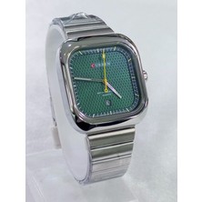 Curren Çelik Kordonlu, Takvimli, Retro, Kadranı Yeşil, Su Geçirmez, 2 Yıl Garantili Erkek Kol Saati