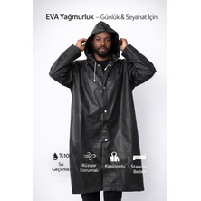 Sb Shopping Su ve Rüzgar Geçirmez Siyah Eva Yağmurluk Kapüşonlu Çıtçıtlı Yetişkin Standart Beden