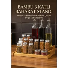 3 Katlı Bambu Organizer, Baharatlık ve Düzenleyici, Şık ve Pratik Tasarım