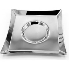 Arsel Teos Sade Paslanmaz Çelik Kare Çay Tabağı 6'lı Set 304 Kalite 18/10 Cr-Ni