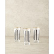 Şık Modern Line Cam 3'lü Siyah Kahve Yanı Su Bardağı Seti