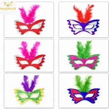 tp Tüylü Renkli Karton Parti Maskesi – 6 Renk