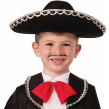 Mercansa Gümüş Renk Şeritli Mariachi Latin Şapkası - Çocuk Boy