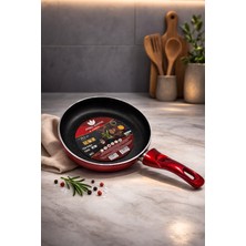 Rivorn Evinda 22 cm Kırmızı Petekli Yapışmaz Teflon Tava – Yanmaz Yapışmaz Küçük Boy Tava