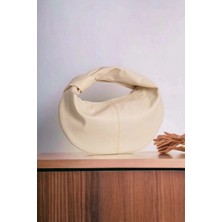 Milabella Helen Düğümlü Krem Cilt Trend Mini Kadın El Çantası