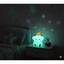 Kesene 2 Li Sevgiliye Romantik Hediye Seti Slikon Yıldız Renkli LED Gece Lambası ve 9cm Love Kar Küresi Set