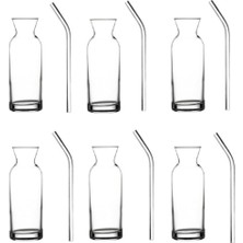 6'lı Cam Pipetli Meşrubat Bardağı Seti, Limonata ve Süt Sunumu