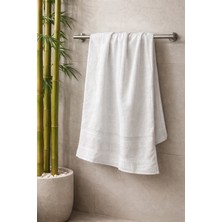 Lunga Vita Bambu Banyo Havlusu Beyaz Otel Tipi - 70 x 140 - Lüks Bambu Havlu Bambu Ağacı Jakarlı