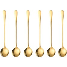 6'lı Çelik Gold Tatlı Latte ve Dondurma Kaşığı, 18 Cm, Şık ve Dayanıklı