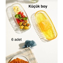 6'lı Cam Kayık Tabak Seti, 14X5,5 Cm, Şık Kahvaltı Sunumları Için