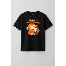 Mixxi Fashion Punch ve Peluş Oyuncağı Maymun Monkey Baskılı Kısa Kollu Unisex  Çocuk Tişört (4-13 Yaş)