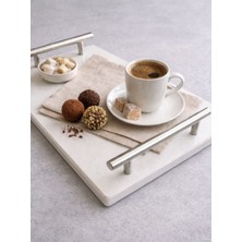 Mermer Dekoratif Söz Nişan Tepsisi, Beyaz Gümüş, Sunum ve Dekorasyon