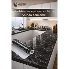 Ventoze Mermer Desenli Yapışkanlı Folyo Kaplama Kağıdı | Su Geçirmez Mutfak Tezgah Masa Kaplama