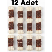Tasma Market 12 Adet Küçük ve Orta Irklar Için Dana Etli Beyaz Pres Köpek Kemiği 7.5cm