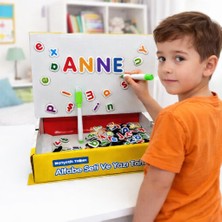 Nunu Manyetik Alfabe Seti ve Yazı Tahtası 162 Parça Türkçe Ingilizce Eğitici Manyetik Harf Oyuncağı