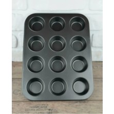 abnturk 1 Adet 27X35CM Boyutunda 12 Bölmeli Teflon Muffin Kek Kalıbı