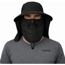 Mustran Uv Korumalı Sök Tak Maskeli Enseli Şapka Sinek Koruyucu Tarla Balıkçı Kamp Outdoor Plaj Siyah