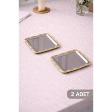 2'li Gold Gül Çerçeveli Sunum Tepsi Seti, Dekoratif ve Şık Tasarım