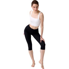 Tusebu Yüksek Bel Toparlayıcı Siyah Kapri Tayt - Esnek Spor & Günlük Kadın Taytı