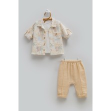 Caramell Free Boy Müslin Üçlü Alt Üst Takım - Bej - 68-74 cm Bej