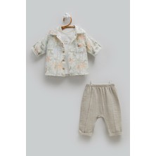 Caramell Free Boy Müslin Üçlü Alt Üst Takım - Yeşil - 74-80 cm Yeşil