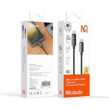 Ecosell CA-5610 Usb-C To Usb-C 100W Kablo Yatay LED Ekranli Siyah