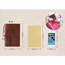 Ecosell Doldurulabilir Notebook, Birinci Sınıf Pu-Deri Klasik Kabartmalı Travel Journal Günlük Boş Sayfa ve Retro Kolye Ucu