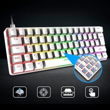 Ecosell Oyuncu Klavyesi Rgb Klavye 20 Modlu Ayarlanabilir Renk Seçeneği Rgb Suya ve Toza Dayanıklı Klavye Oyun Klavyesi Oyuncu Klavye Mekanik Klavye Aydınlatmalı Klavye Mavi Switch (Beyaz)