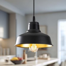 Ecosell Siyah Tekli Sarkıt Aydınlatma, Ev, Ofis, Cafe, Restoran Avizeleri, E27 Duy